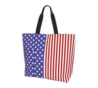 BLWSLC Borsa a tracolla con motivo floreale giallo con base blu, organizer riutilizzabile, adatta per viaggi, palestra e yoga., Bandiera blu e rossa degli Stati Uniti, Taglia unica