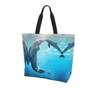 BLWSLC Borsa a tracolla con motivo marmo nero e oro, borsone da viaggio per shopping, spiaggia e fitness, Inverno il delfino, Taglia unica