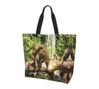 BLWSLC Borsa a tracolla con motivo vino rosso, organizer riutilizzabile, adatta per viaggi, palestra e yoga., Pantera sulla cascata del tronco d'albero, Taglia unica