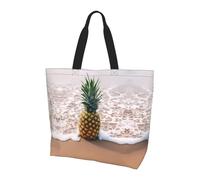 BLWSLC Borsa a tracolla con motivo vino rosso, organizer riutilizzabile, adatta per viaggi, palestra e yoga., Ananas sulla spiaggia, Taglia unica