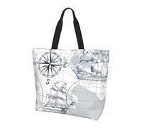 BLWSLC Borsa a tracolla con motivo vino rosso, organizer riutilizzabile, adatta per viaggi, palestra e yoga., Mappa Barca, Taglia unica