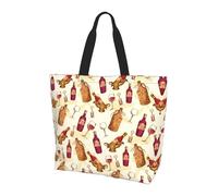 BLWSLC Borsa a tracolla con motivo vino rosso, organizer riutilizzabile, adatta per viaggi, palestra e yoga., Vino rosso, Taglia unica