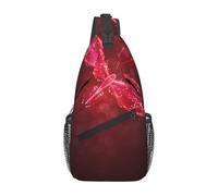 BLWSLC Borsa a tracolla da uomo con stampa astratta con libellula rossa casual zaino a spalla singola tracolla regolabile adatto per la corsa e l'escursionismo