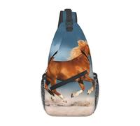 BLWSLC Borsa a tracolla da uomo con stampa cavallo rosso da corsa casual zaino a tracolla regolabile adatto per corsa ed escursionismo