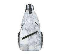 BLWSLC Borsa a tracolla da uomo in marmo nero chiaro stampato casual zaino a spalla singola tracolla regolabile adatto per la corsa e l'escursionismo