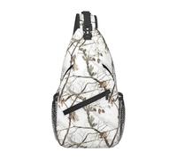 BLWSLC Borsa a tracolla da uomo White Tree Camo stampata casual zaino a spalla singola tracolla regolabile adatto per corsa ed escursionismo