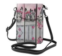 BLWSLC Borsa a tracolla in pelle con motivo asino e fiore, custodia per telefono con patta, adatta per viaggi, escursioni, campeggio o uso quotidiano.