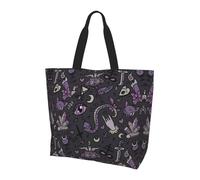 BLWSLC Borsa a tracolla in stile ucraino ricamato, con motivo a rose, borsone da viaggio per shopping, spiaggia e fitness, Viola Nero Goth Spooky, Taglia unica