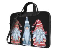 BLWSLC Borsa a tracolla per computer portatile antiurto in tessuto Oxford 600D Babbo Natale gnomo stampato borsa per laptop per uso quotidiano, Nero , 13 inch