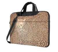 BLWSLC Borsa a tracolla per computer portatile antiurto in tessuto Oxford 600D con stampa leopardata divertente per l'uso quotidiano, Nero , 15.6 inch