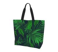 BLWSLC Borsa a tracolla verde con motivo tropicale della giungla vegetale, borsone da viaggio per lo shopping, la spiaggia e il fitness, Pianta della giungla tropicale verde, Taglia unica