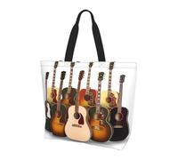 BLWSLC Borsa a tracolla verde con motivo tropicale della giungla vegetale, borsone da viaggio per lo shopping, la spiaggia e il fitness, Chitarra, Taglia unica