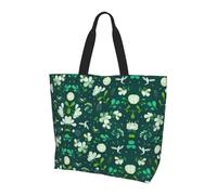BLWSLC Borsa a tracolla verde con motivo tropicale della giungla vegetale, borsone da viaggio per lo shopping, la spiaggia e il fitness, Erba e colomba, Taglia unica