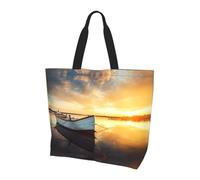 BLWSLC Borsa a tracolla Words Stripes Yacht Pattern, organizer riutilizzabile, adatta per viaggi, palestra e yoga., Piccola barca sull'acqua, Taglia unica