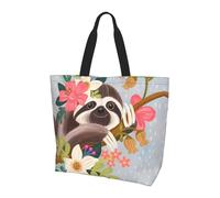 BLWSLC Borsa a tracolla Words Stripes Yacht Pattern, organizer riutilizzabile, adatta per viaggi, palestra e yoga., Bradipo Con Fiori, Taglia unica