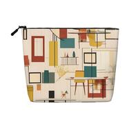 BLWSLC Borsa cosmetica a strato singolo stampata moderna di metà secolo, adatta per la conservazione quotidiana, un must per i viaggi di lavoro.