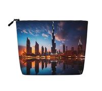 BLWSLC Borsa cosmetica da donna Dubai Sidewinder Tower stampata in finto lino borsa da toilette di grande capacità essenziale quotidiano
