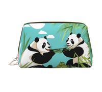BLWSLC Borsa cosmetica portatile con due simpatici panda stampata, grande borsa da viaggio adatta per viaggi e uso quotidiano