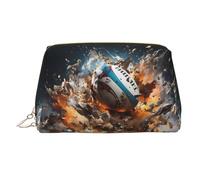 BLWSLC Borsa cosmetica portatile stampata Rugby on Fire grande borsa da viaggio adatta per viaggi e uso quotidiano