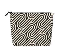 BLWSLC Borsa cosmetica stampata a strato singolo con texture curva nera, borsa portaoggetti, adatta per la conservazione quotidiana, un must per i viaggi di lavoro.
