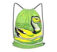 BLWSLC Borsa da palestra con coulisse stampata con anatra verde adatta per brevi viaggi, nero, Medium