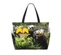 BLWSLC Borsa da piscina pieghevole leggera da spiaggia stampata per furetto foraggiamento adatta per viaggi e palestra