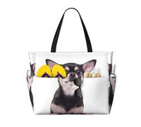 BLWSLC Borsa da spiaggia con stampa chihuahua, leggera, pieghevole, adatta per viaggi e palestra