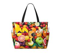 BLWSLC Borsa da spiaggia con stampa di frutta fresca, leggera, pieghevole, adatta per viaggi e palestra