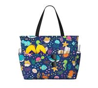 BLWSLC Borsa da viaggio con motivo di pesci marini, organizer di grande capacità, adatta per vacanze e viaggi.