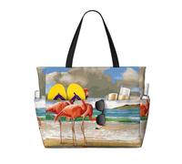 BLWSLC Borsa da viaggio con motivo Flamingo Beach, organizer di grande capacità, adatta per vacanze e viaggi.