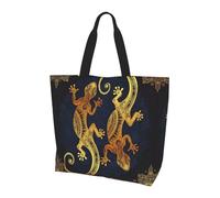 BLWSLC Borsa da viaggio con stampa di una ragazza sirena e vela sul mare con nave pirata stampata, grande capacità, da donna, adatta per viaggi e palestra, Lucertole geco, Taglia unica