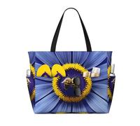 BLWSLC Borsa da viaggio da spiaggia con stampa a forma di cuore e ape, di grande capacità, adatta per vacanze, campeggio e uso quotidiano.