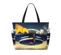 BLWSLC Borsa da viaggio da spiaggia con stampa UFO, di grande capacità, adatta per vacanze, campeggio e uso quotidiano.