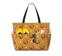 BLWSLC Borsa da viaggio da spiaggia stampata con pane al burro, di grande capacità, adatta per vacanze, campeggio e uso quotidiano.