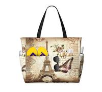BLWSLC Borsa da viaggio vintage a tema Parigi, Torre Eiffel e farfalle, organizer di grande capacità, adatta per vacanze e viaggi.