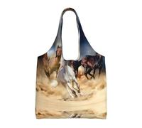 BLWSLC Borsa in tela con stampa di cavallo che corre nel deserto tempesta, borsa per pendolari monospalla, adatta per il tempo libero o il tempo libero da viaggio