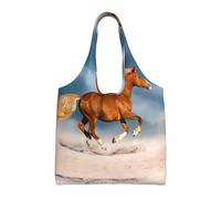 BLWSLC Borsa in tela con stampa di cavallo che corre rosso, borsa per il tempo libero, adatta per viaggi, pendolarismo o shopping