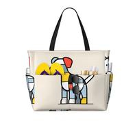 BLWSLC Borsa pieghevole Mondrian astrattismo piccolo animale stampato con cerniera borsa da viaggio borsa da spiaggia leggera e portatile adatta per viaggi e palestra
