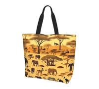 BLWSLC Borsa tote stampata con bandiera greca, borsa a mano di grande capacità per viaggi, shopping e vacanze al mare, Animali del prato africano, Taglia unica