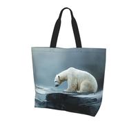 BLWSLC Borsa tote stampata con testo punk, borsa a mano di grande capacità per viaggi, shopping e vacanze al mare, Povero orso polare guardando ghiaccio, Taglia unica