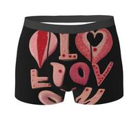 BLWSLC Boxer da uomo con lettere d'amore stampate, morbidi ed elastici, perfetti per casa, abbigliamento casual e sport, Nero, S