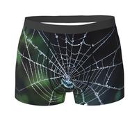 BLWSLC Boxer da uomo con ragnatela e gocce di rugiada stampati, morbidi ed elastici, perfetti per casa, abbigliamento casual e sport, Nero, S
