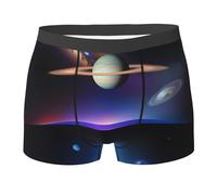 BLWSLC Boxer da uomo con stampa Cosmic Saturn, morbidi ed elastici, perfetti per casa, abbigliamento casual e sport, nero, Small