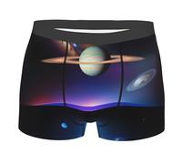 BLWSLC Boxer da uomo con stampa Cosmic Saturn, perfetti per palestra, sport e uso quotidiano con contorno elasticizzato 3D, Nero, Medium-3X-Large