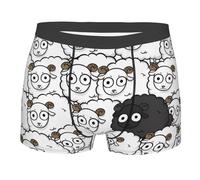 BLWSLC Boxer da uomo con stampa di pecore bianche e nere, elastici, progettati per gli uomini, senza restrizioni per l'uso quotidiano, 5 taglie, Nero , M