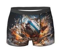 BLWSLC Boxer da uomo con stampa Rugby on Fire, morbidi ed elastici, perfetti per casa, abbigliamento casual e sport, Nero, L