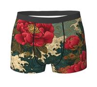 BLWSLC Boxer da uomo con stampa Ukiyo-e giapponese, morbidi ed elastici, perfetti per casa, abbigliamento casual e sport, Nero, L