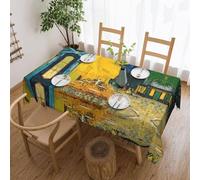 BLWSLC Cafe Terrace at Night Tovaglia rettangolare con motivo in pizzo, lavabile, adatta per cucine domestiche e sale da pranzo.