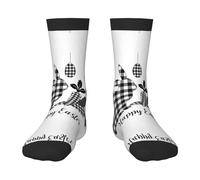 BLWSLC Calzini a metà polpaccio con motivo Happy Easter 1, colore nero, caldi e decorativi, adatti per corsa e calcio., 2 Nero-1, One Size