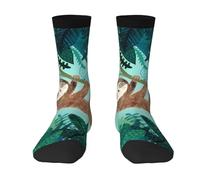 BLWSLC Calzini a metà polpaccio con stampa di bradipo Hug Tree, calzini sportivi elastici bianchi adatti per la corsa e l'uso quotidiano., 2 Nero-1, Taglia unica